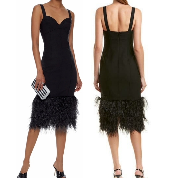 cinq a sept Dresses & Skirts - Cinq a Sept Sabine Feather Midi Dress in Black